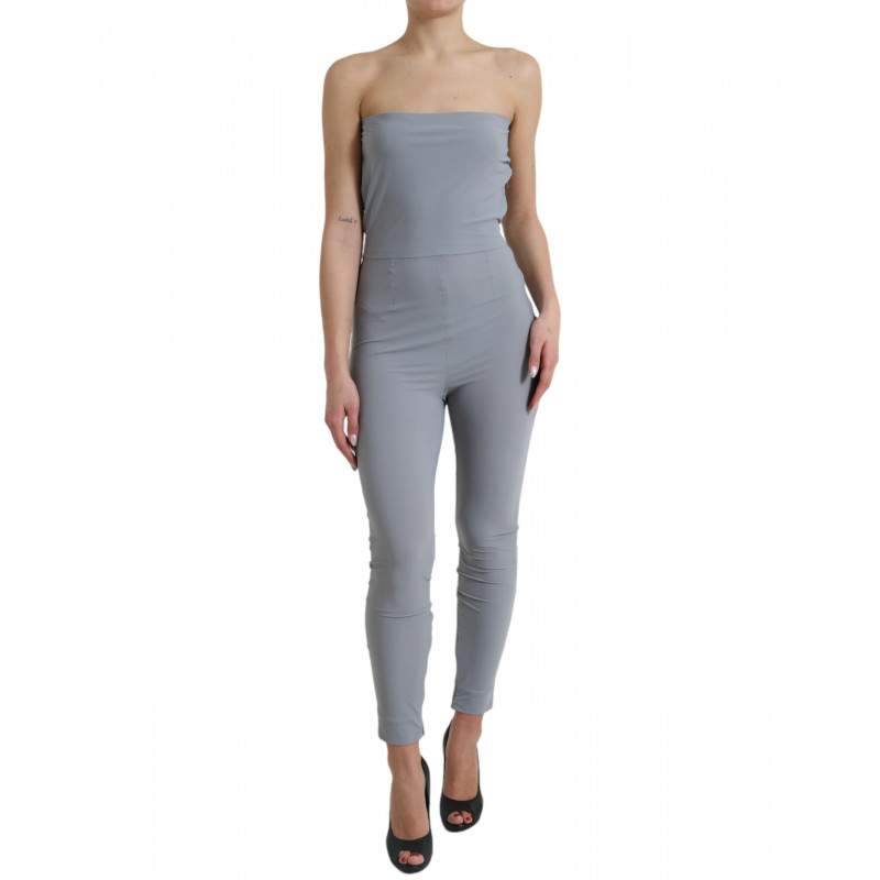 Abito tuta aderente senza spalline in nylon grigio - IT40-S
