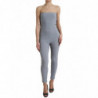 Abito tuta aderente senza spalline in nylon grigio - IT40-S