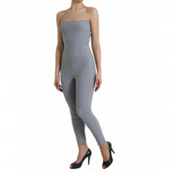 Abito tuta aderente senza spalline in nylon grigio - IT40-S