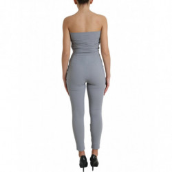 Abito tuta aderente senza spalline in nylon grigio - IT40-S