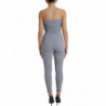 Abito tuta aderente senza spalline in nylon grigio - IT40-S