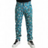 Pantaloni skinny in denim di cotone con stampa floreale blu - IT52 - L