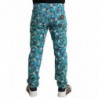 Pantaloni skinny in denim di cotone con stampa floreale blu - IT52 - L