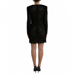 Mini abito tubino in cotone pizzo aderente nero - IT46-XL