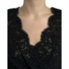 Mini abito tubino in cotone pizzo aderente nero - IT46-XL