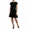 Mini abito a trapezio in cotone pizzo floreale nero - IT42-M