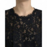 Mini abito a trapezio in cotone pizzo floreale nero - IT42-M