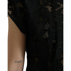 Mini abito a trapezio in cotone pizzo floreale nero - IT42-M