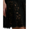 Mini abito a trapezio in cotone pizzo floreale nero - IT42-M