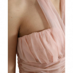 Abito longuette plissettato trapezio scollo all'americana chiffon s