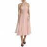 Abito longuette plissettato trapezio scollo all'americana chiffon s