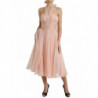 Abito longuette plissettato trapezio scollo all'americana chiffon s