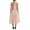 Abito longuette plissettato trapezio scollo all'americana chiffon s