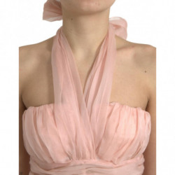 Abito longuette plissettato trapezio scollo all'americana chiffon s