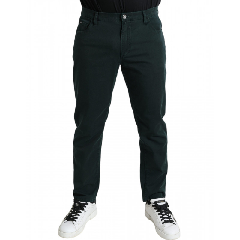 Jeans skinny da uomo in denim elasticizzato in cotone verde - IT50 - L