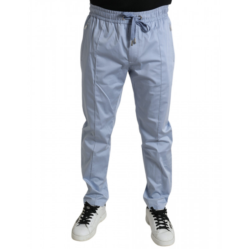 Pantaloni Jogger in cotone elasticizzato azzurro - IT52 - L