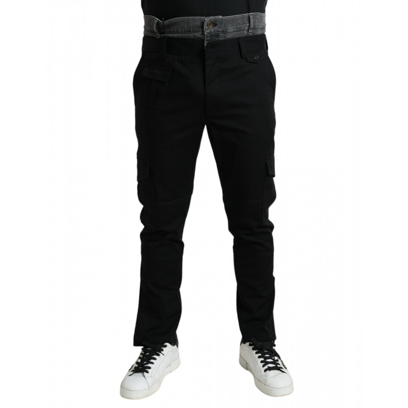 Pantaloni jeans denim di cotone slim grigio nero - IT52 - L