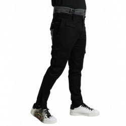 Pantaloni jeans denim di cotone slim grigio nero - IT52 - L