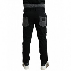 Pantaloni jeans denim di cotone slim grigio nero - IT52 - L