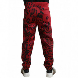 Pantaloni jogger elasticizzati leopardati rossi neri - IT54 - XL