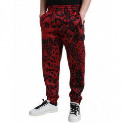 Pantaloni jogger elasticizzati leopardati rossi neri - IT54 - XL