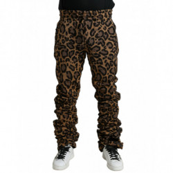 Pantaloni jogger jacquard leopardati marroni - IT56 - XL