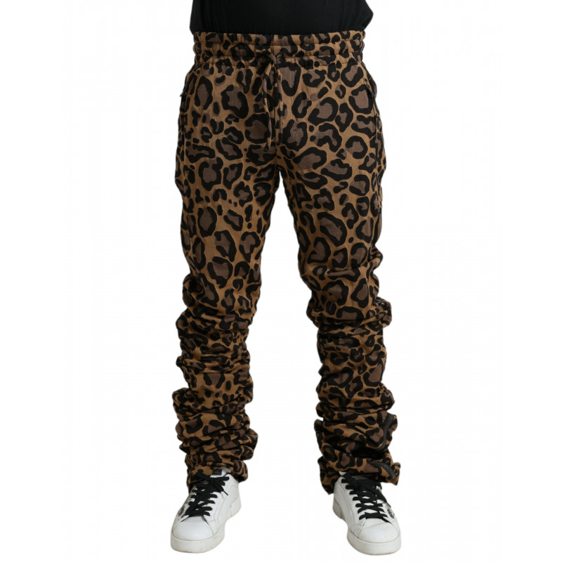 Pantaloni jogger jacquard leopardati marroni - IT56 - XL