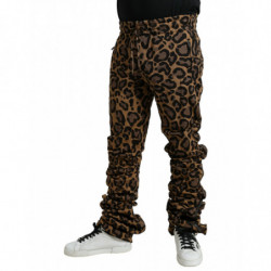 Pantaloni jogger jacquard leopardati marroni - IT56 - XL