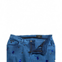 Jeans skinny in denim impreziositi da cristalli blu - IT50 - L