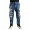 Jeans denim da uomo in cotone stracciato blu - IT54 - XL