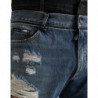 Jeans denim da uomo in cotone stracciato blu - IT54 - XL