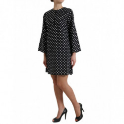 Mini abito a trapezio in nylon a pois bianco nero - IT40-S