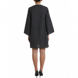 Mini abito a trapezio in nylon a pois bianco nero - IT40-S