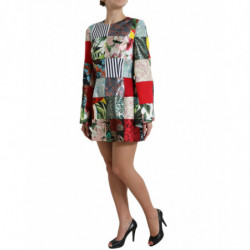 Mini abito a trapezio patchwork floreale multicolor - IT46-XL