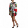 Mini abito a trapezio patchwork floreale multicolor - IT46-XL