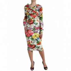 Abito midi in seta tubino floreale multicolor - IT40-S