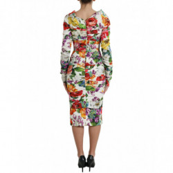 Abito midi in seta tubino floreale multicolor - IT40-S
