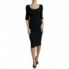 Abito longuette aderente in viscosa con pizzo floreale nero - IT40-S