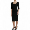 Abito longuette aderente in viscosa con pizzo floreale nero - IT40-S