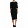 Abito longuette aderente in viscosa con pizzo floreale nero - IT40-S
