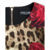 Abito a trapezio in cotone con rose rosse leopardate marroni - IT40-S
