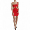 Mini abito senza maniche in tubino di nylon rosso ritagliato - IT40-S