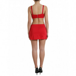 Mini abito senza maniche in tubino di nylon rosso ritagliato - IT40-S