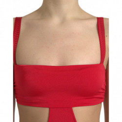 Mini abito senza maniche in tubino di nylon rosso ritagliato - IT40-S
