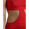 Mini abito senza maniche in tubino di nylon rosso ritagliato - IT40-S