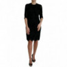 Abito aderente in cotone pizzo floreale nero - IT40-S