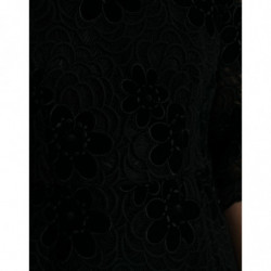 Abito aderente in cotone pizzo floreale nero - IT40-S