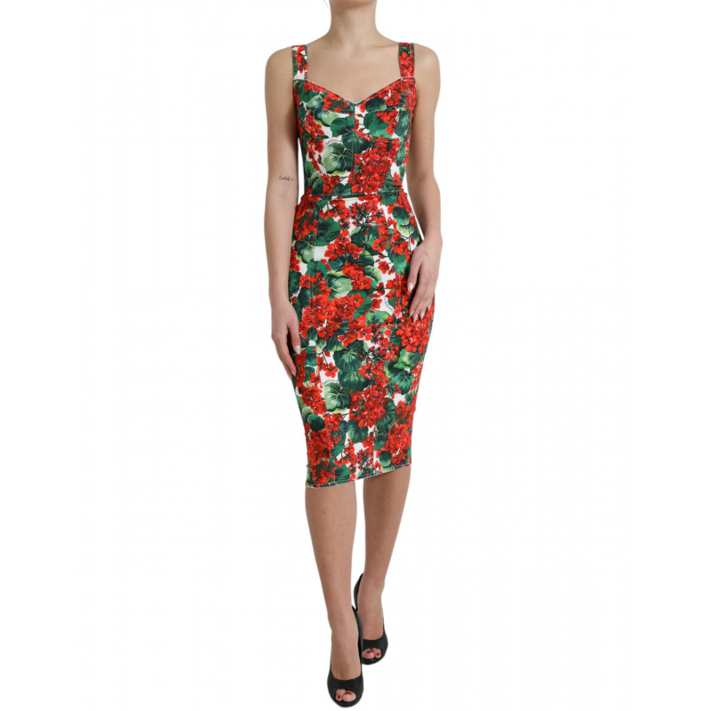 Abito Midi Tubino in Viscosa Geranio Multicolor - IT40-S