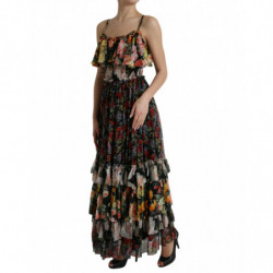 Abito lungo a strati in chiffon floreale multicolore - IT40-S