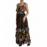 Abito lungo a strati in chiffon floreale multicolore - IT40-S